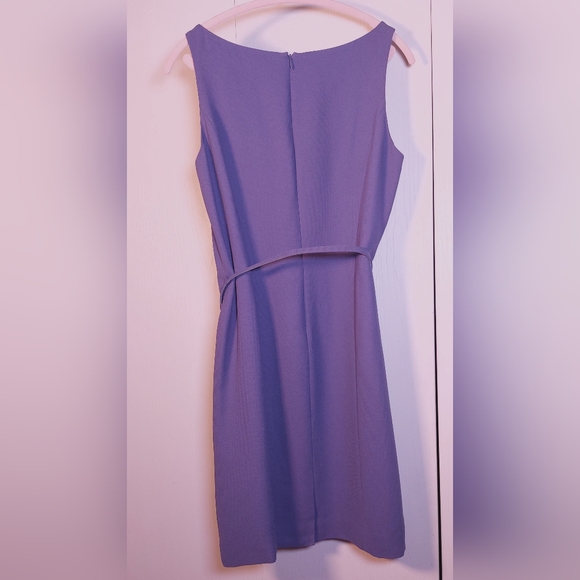 Casual Corner Purple Sleeveless Belted Sheath Dress Size 12 Lined Career Slit - Picture 2 of 14